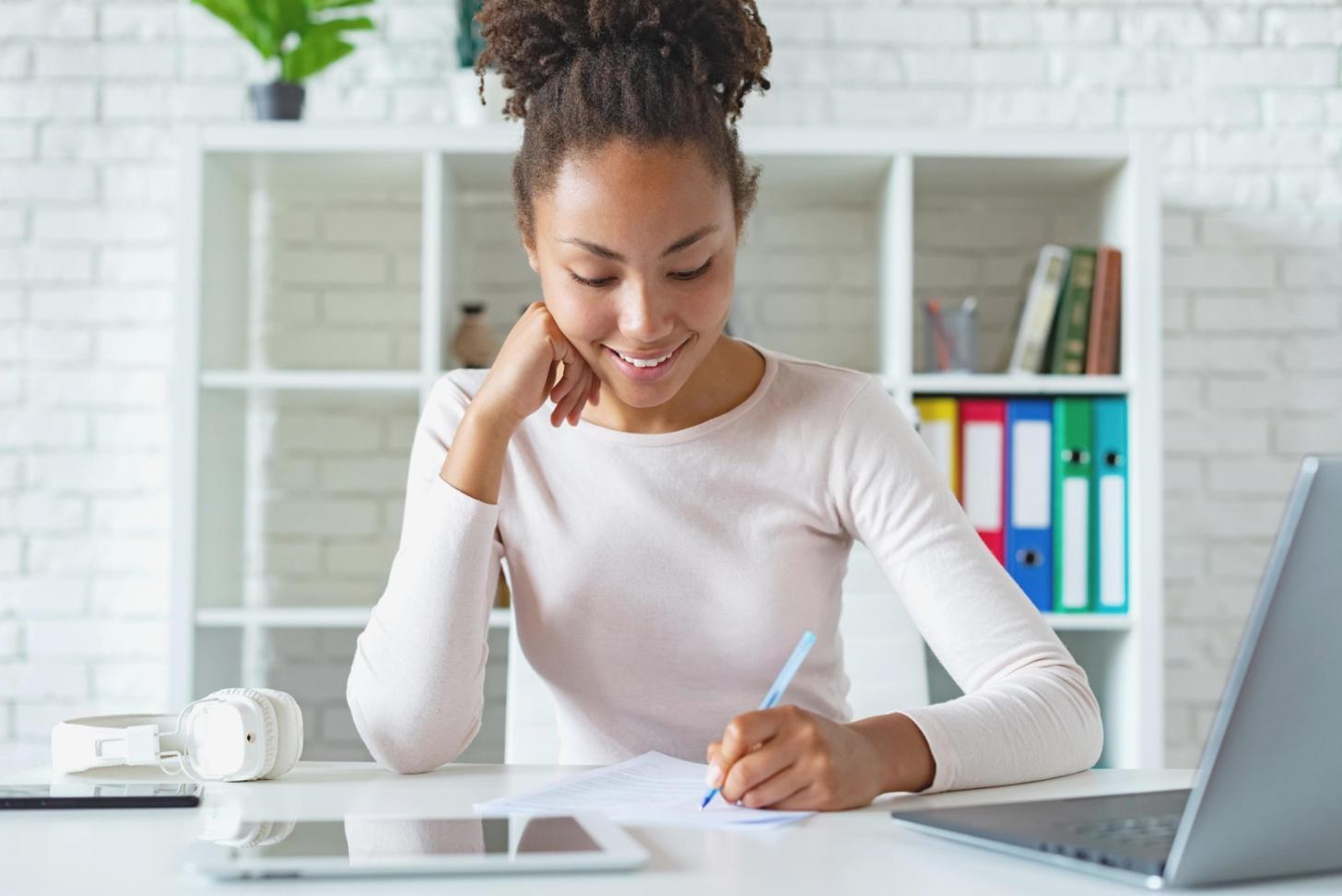 Financial research workspace with multiple monitors
