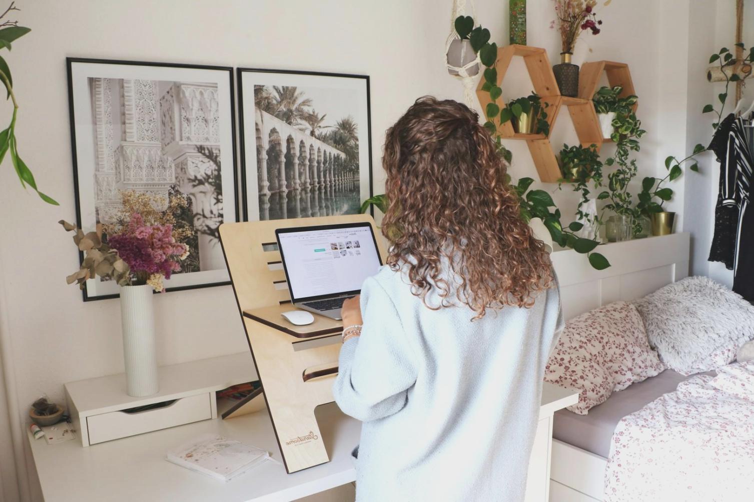 Financial analysis workspace with documents and charts